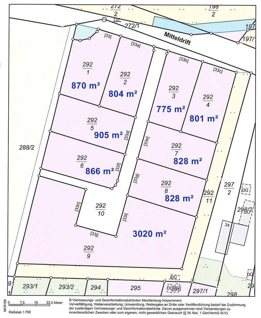 zeigt Parzellierungsplan