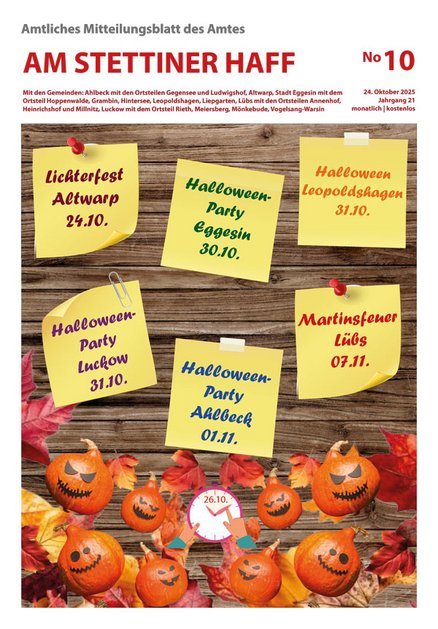 zeigt Titelbild Amtliches Mitteilungsblatt Ausgabe 10/2025