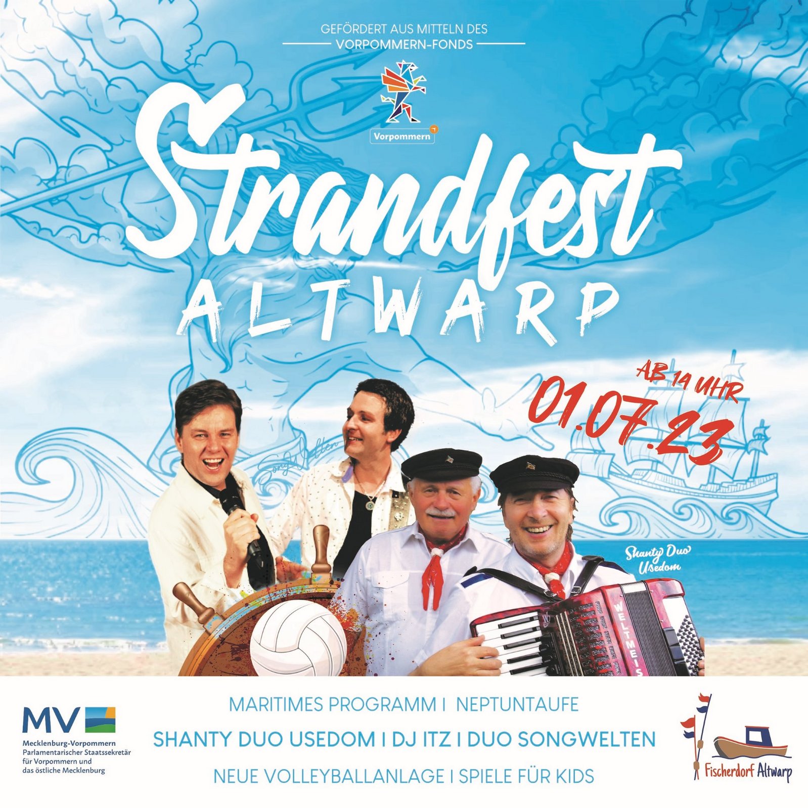 zeigt Veranstaltungsplakat zum Strandfest Altwarp