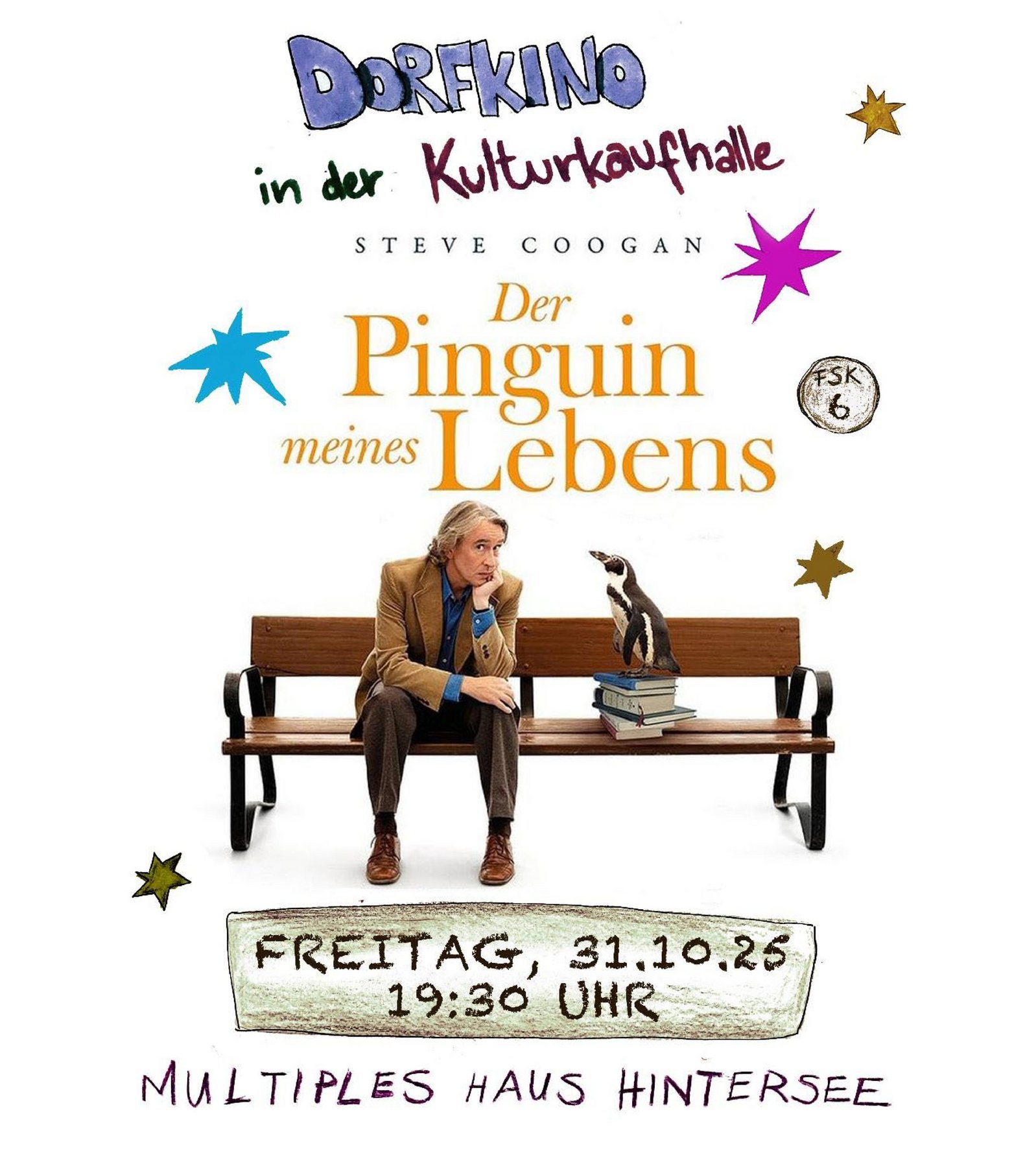 zeigt Plakat mit Veranstaltungsdetails