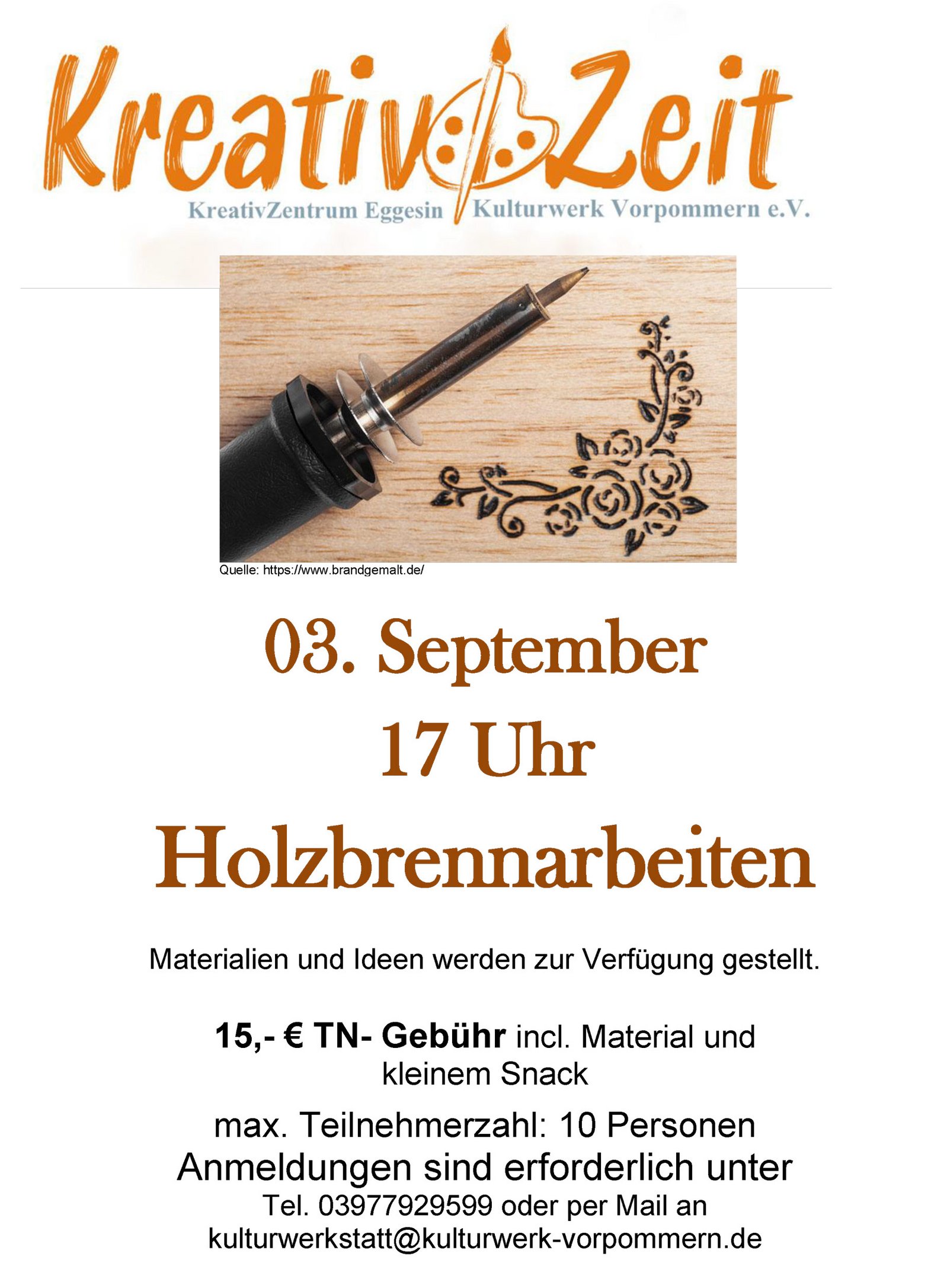 zeigt Veranstaltungsplakat für Kreativzeit 03.09.25