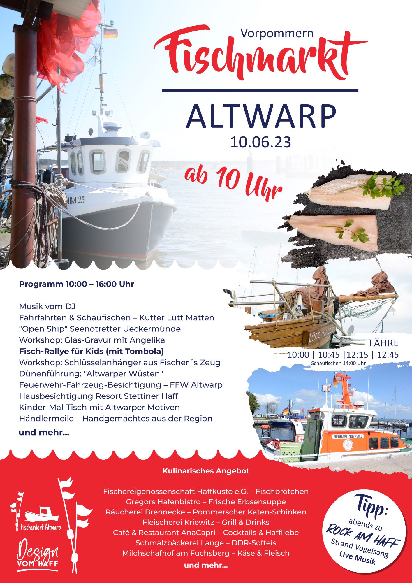 zeigt Veranstaltungsplakat für Vorpommern-Fischmarkt Altwarp