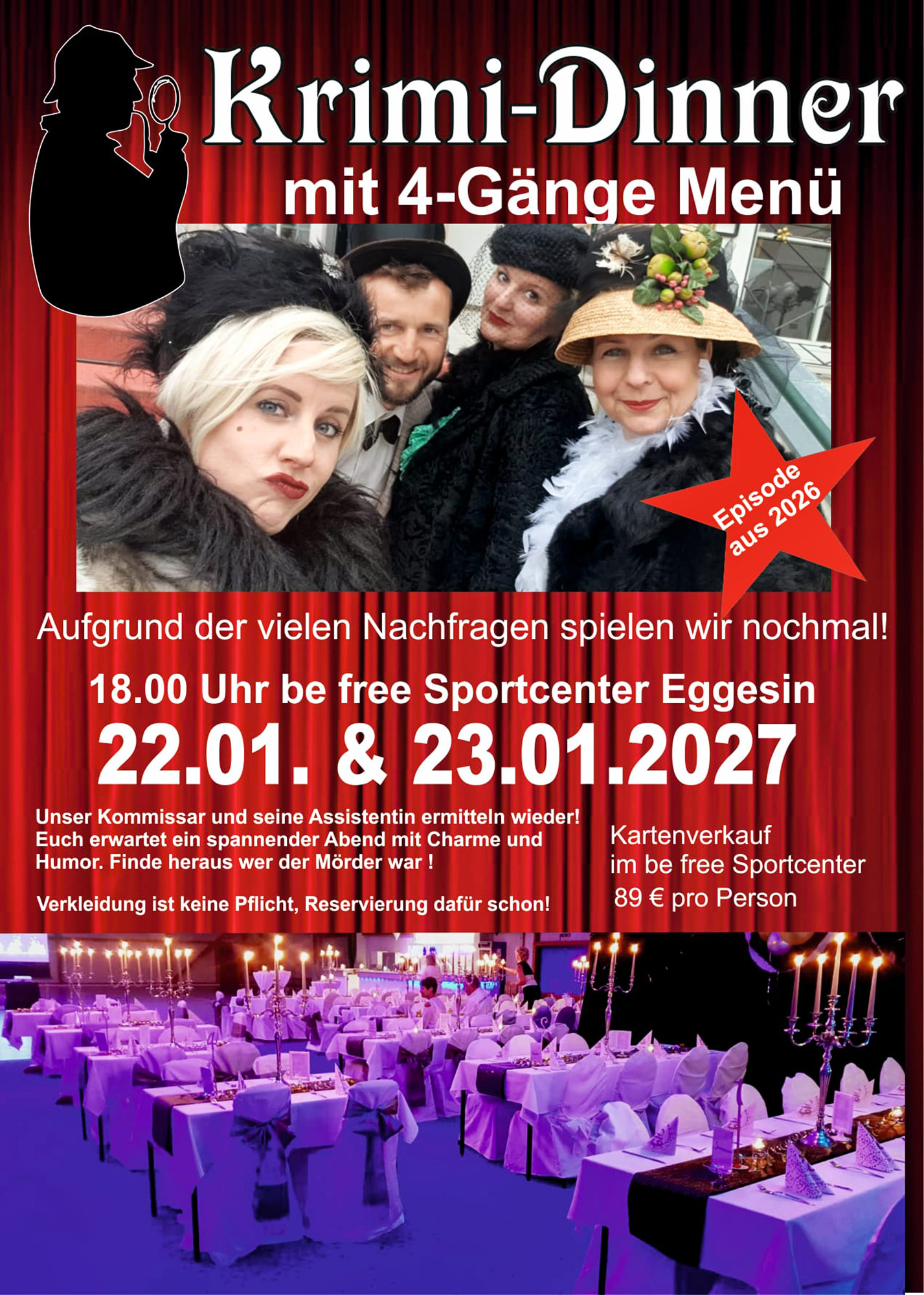 zeigt Veranstaltungsplakat mit Detailinformationen