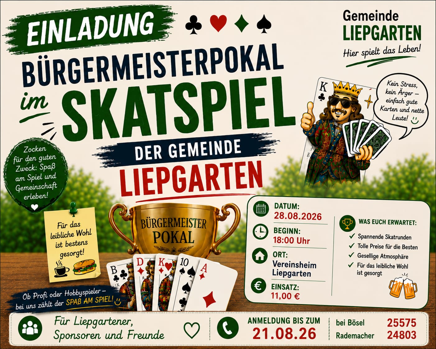 Plakat zeigt Veranstaltung Skat-Turnier